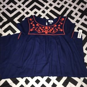 Navy Blue Embroidered Dress